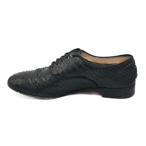 Christian Louboutin Python Black Round Toe Laced Oxford Derby Shoes - Picture 3 of 7